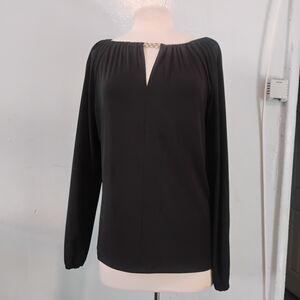 Michael Kors Black Blouse with Gold Accent